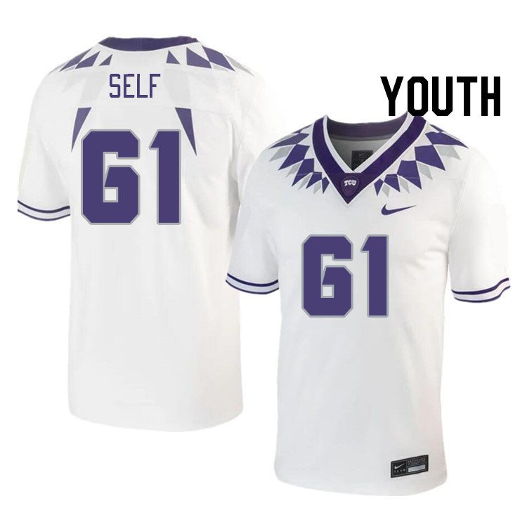 Youth #61 Riley Self TCU Horned Frogs 2023 College Footbal Jerseys Stitched-White